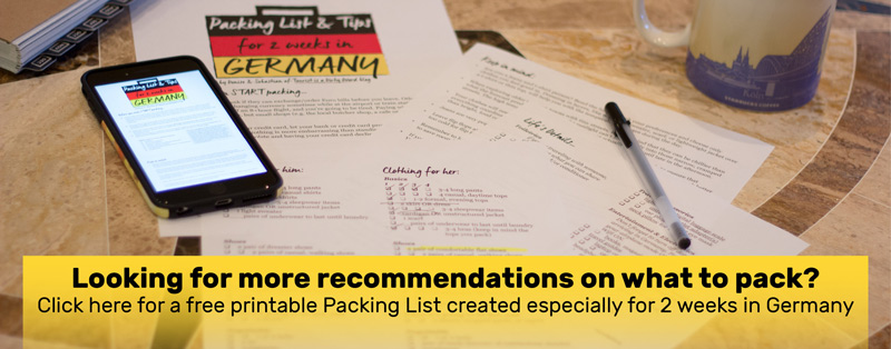 Free Printable Packing List for 2 Weeks in Germany for Email Subscribers