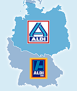 Map of Aldi North and Aldi South Territories