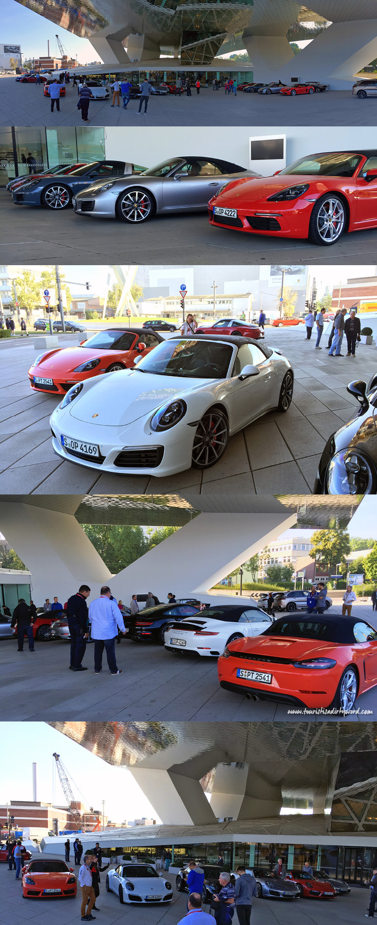  I expected to park in a garage or in a lot, but to my surprise our group has special parking privileges right in front of the Porsche Museum entrance.
