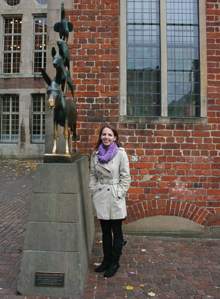 Denise was so happy to stand beside Gerhard Marcks' famous Bremen Town Musicians Statue
