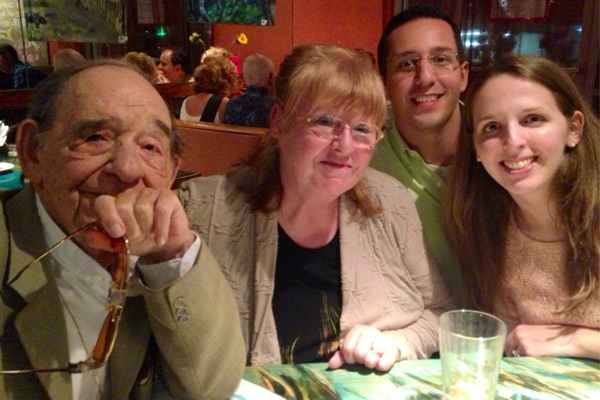 Left to Right, Paul & Ute Kuhn, Sebastian & Denise, having dinner in Florida
