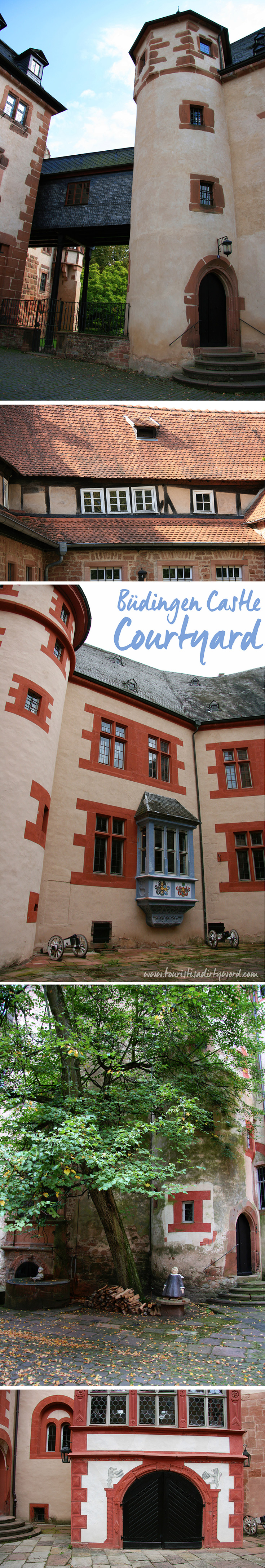 Different views of the charming, medieval Buedingen Castle Courtyard