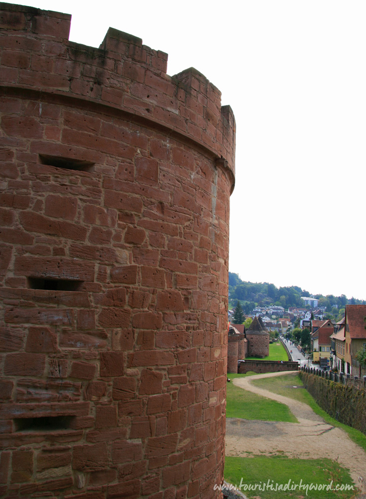 View of the medieval town wall in Büdingen, Germany