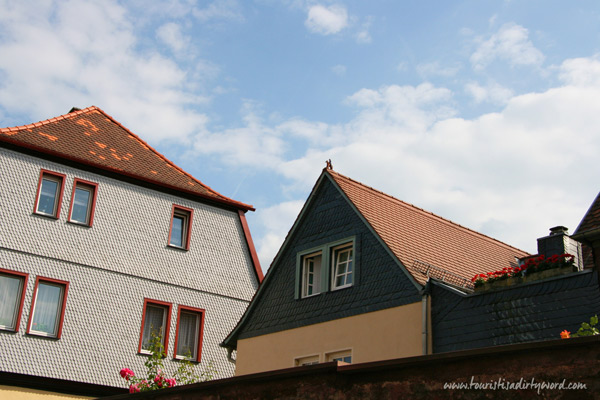 Look up in Buedingen! Adorable roof ornaments seem to be trendy there. Here's a gallant horse roof ornament!