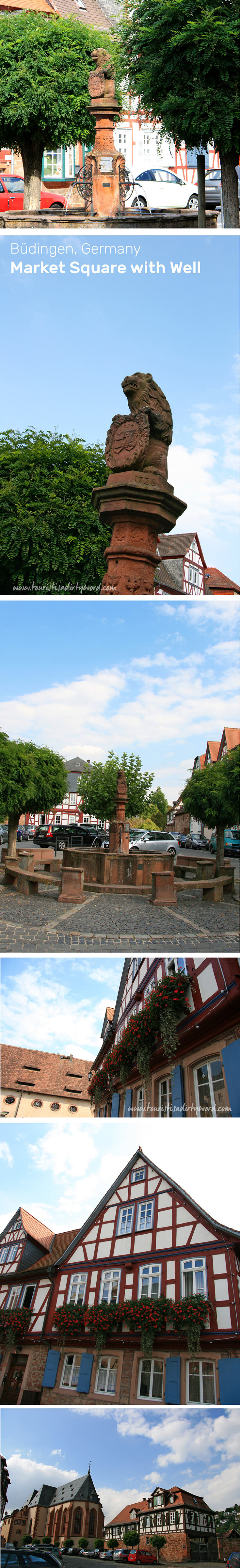 In the center of the half-timbered Market Square, where the Old Town and New Town snuggle together in a, there's a well with a Lion Statue and crests.