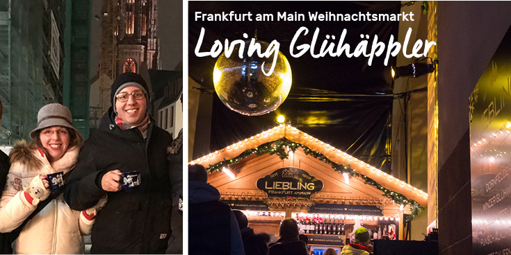 Enjoying Glühäppler during Frankfurt am Main Weihnachtsmarkt