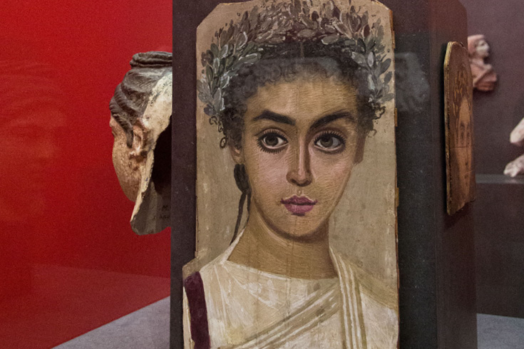 Wood Panel Mummy Portrait at the Liebieghaus Skulpturensammlung, Frankfurt am Main, Germany