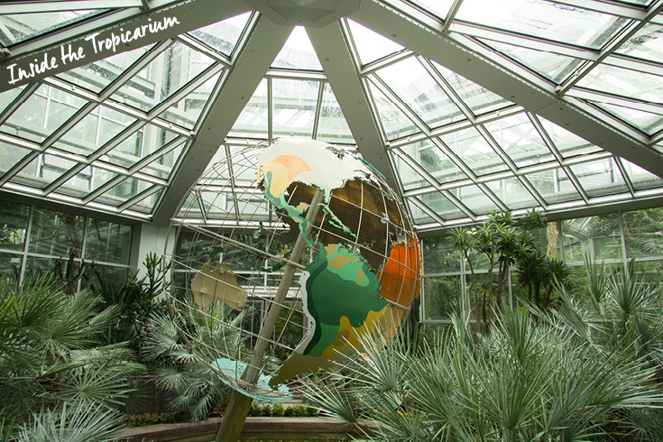 The spinning globe inside the Tropicarium in Palmengarten in Frankfurt am Main, Germany