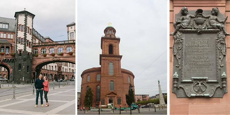 Outside the Römer, where a beautiful sandstone pedestrian bridge connects over the street, sits a church that’s not a church, that most Germans know very well. Paulskirche, or in English the Church of St. Paul. As an American, I had never heard of it, and without doing any research about it beforehand, went inside.