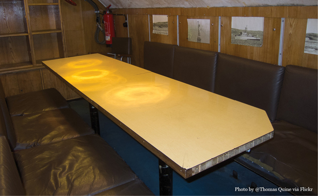 U434 Sub Dining room table, doubles as an operating table, image by flickr user Thomas Quine • Experience visiting the U-434 Submarine in Hamburg Germany