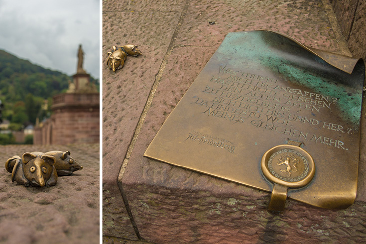 Beside the plaque you can see 2 mice, which is the creative “signature” of Prof. Gernot Rumpf, who has created the monkey sculpture and many more sculptures and fountains all over Germany.