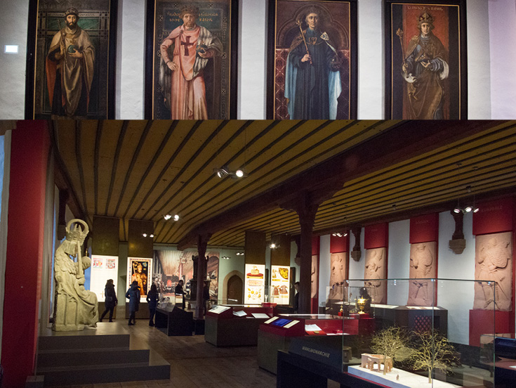 The Dining Hall now has modern exhibits explaining the Holy Roman Empire in the Imperial Castle of Nuremberg, Germany