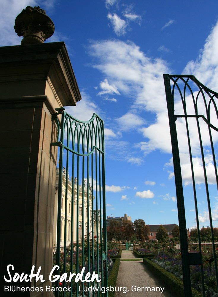 Gate leading to the rose gardens in Blühendes Barock, Ludwigsburg, Germany