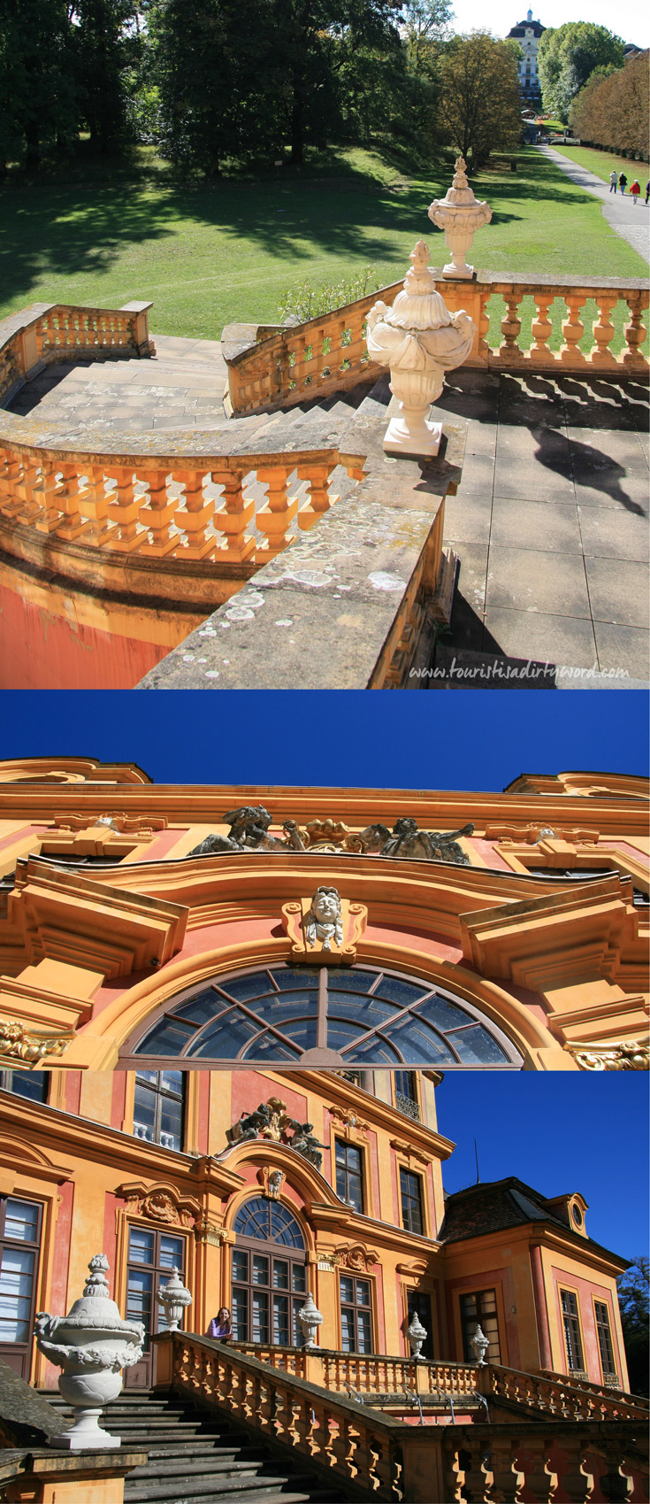 Exterior views of the Southern Facade of Ludwigsburg's Schloss Favorite | Baroque Architecture