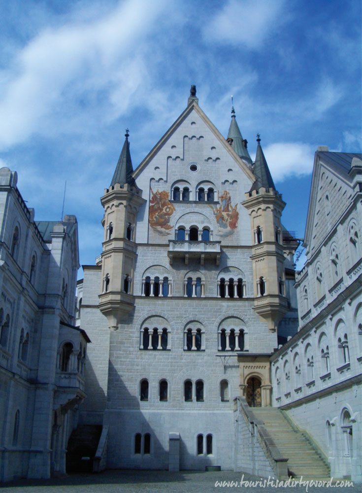Neuschwanstein Castle Courtyard, Ladies Bower and Knights Building • Germany Travel Blog Tourist is a Dirty Word