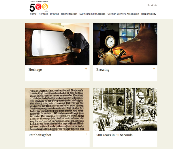 500 year anniversary celebratory page Reinheitsgebot, maintained by the German Brewers Association