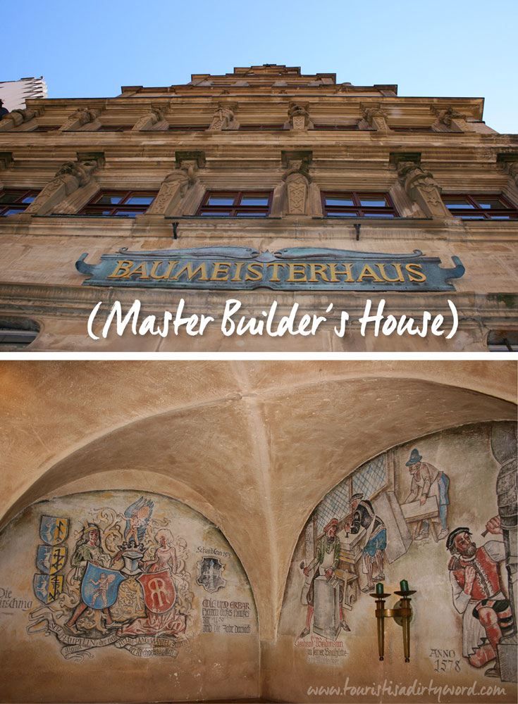 exterior of Baumeisterhaus, meaning Master Builder's House, in Rothenburg ob der Tauber, Germany
