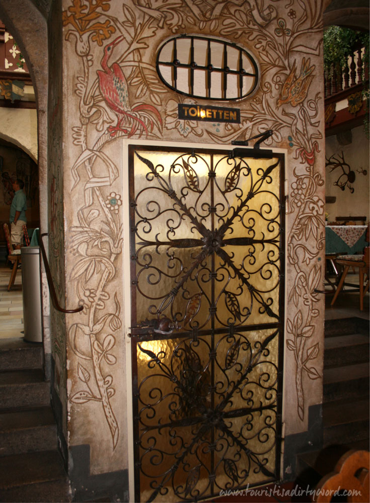 Best Bathroom Entrance Ever at the Baumeisterhaus, Rothenburg ob der Tauber, Germany