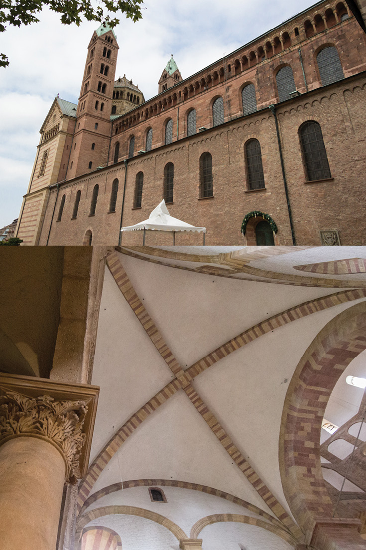 Speyer Cathedral is the largest example of Romanesque Architecture in the World and the first building constructed entirely from stone in Europe.