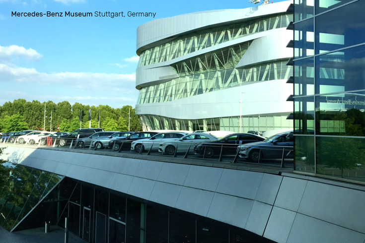 Innovative, award-winning architecture design of the Mercedes-Benz Museum in Stuttgart, Germany