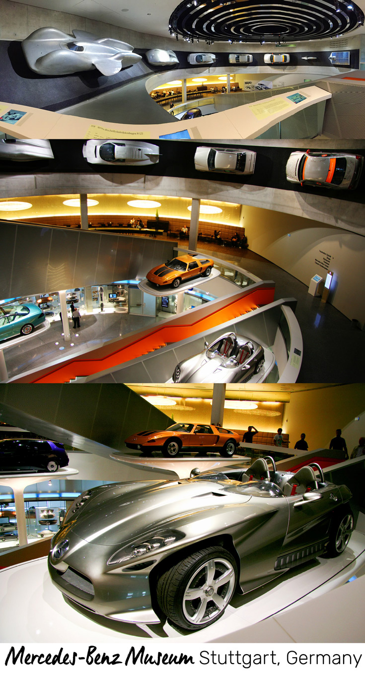 On your way down to the Cafébar at the Mercedes-Benz Museum in Stuttgart, Germany