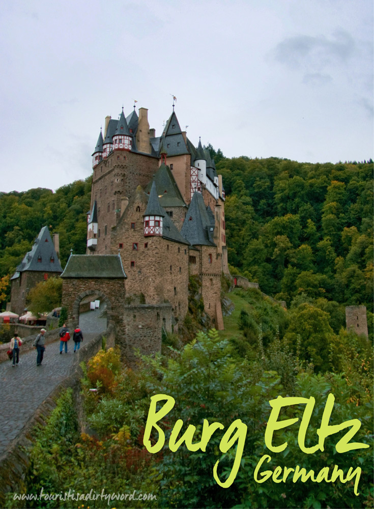 Front entrance of Burg Eltz, medieval castle near Trier, Germany.