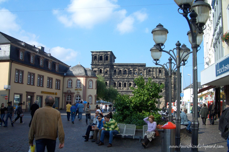 View of the Porta Nigra, Germany's Best Preserved Roman Gate, from the Market