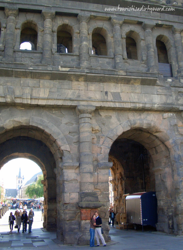 In the inner courtyard of the Porta Nigra, Germany's Best Preserved Roman Gate