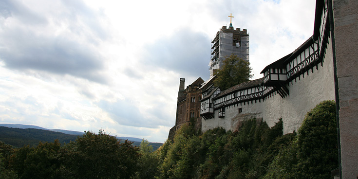 Wartburg is a medieval hilltop castle